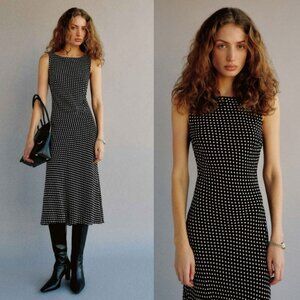 REFORMATION Topanga Dress in Navy Caviar Dot L